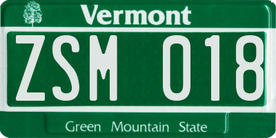VT license plate ZSM018