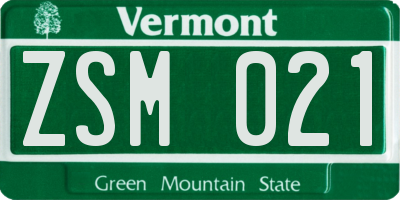 VT license plate ZSM021