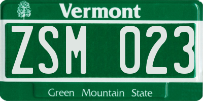 VT license plate ZSM023