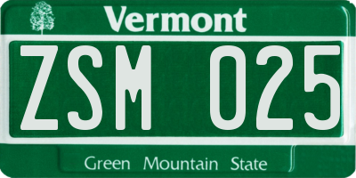 VT license plate ZSM025