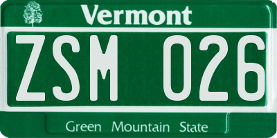 VT license plate ZSM026