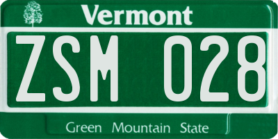 VT license plate ZSM028