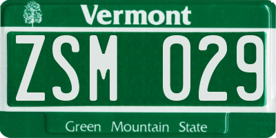 VT license plate ZSM029