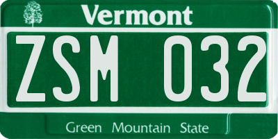 VT license plate ZSM032