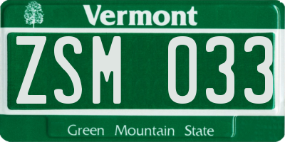 VT license plate ZSM033