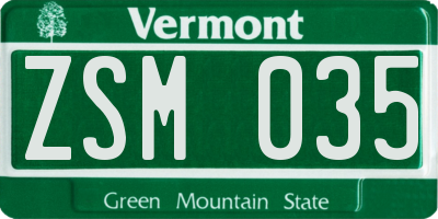 VT license plate ZSM035