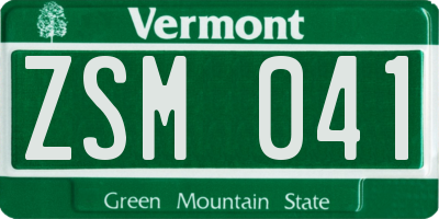 VT license plate ZSM041