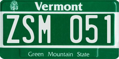 VT license plate ZSM051