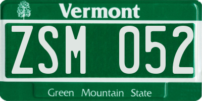 VT license plate ZSM052