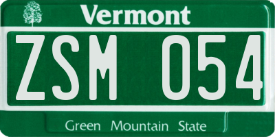 VT license plate ZSM054