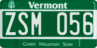 VT license plate ZSM056