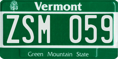 VT license plate ZSM059