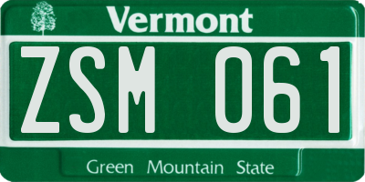 VT license plate ZSM061