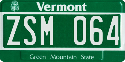 VT license plate ZSM064