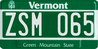 VT license plate ZSM065