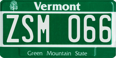 VT license plate ZSM066