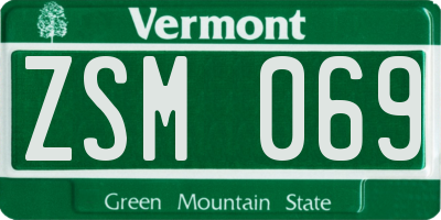 VT license plate ZSM069