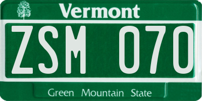 VT license plate ZSM070
