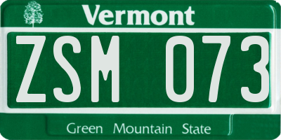 VT license plate ZSM073