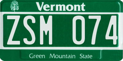 VT license plate ZSM074