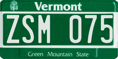 VT license plate ZSM075