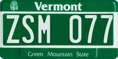 VT license plate ZSM077