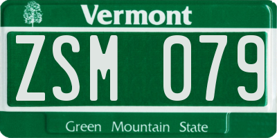 VT license plate ZSM079