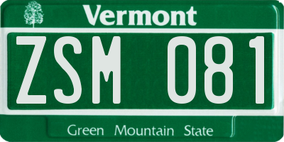 VT license plate ZSM081