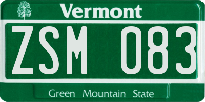 VT license plate ZSM083