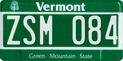 VT license plate ZSM084