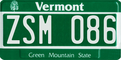 VT license plate ZSM086