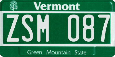 VT license plate ZSM087