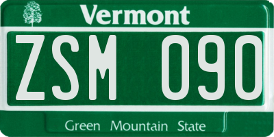 VT license plate ZSM090