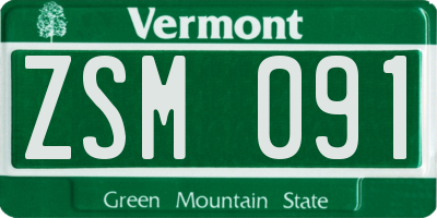 VT license plate ZSM091