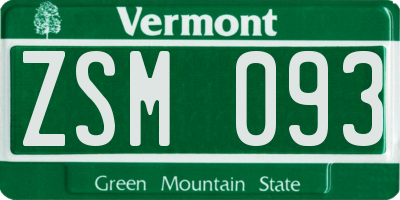 VT license plate ZSM093
