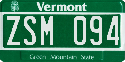 VT license plate ZSM094