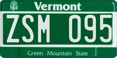 VT license plate ZSM095