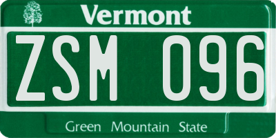 VT license plate ZSM096