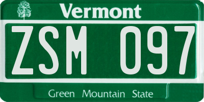 VT license plate ZSM097