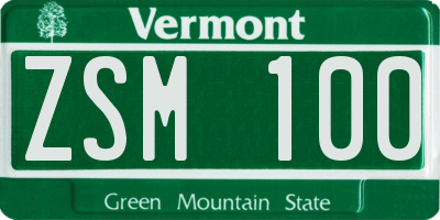 VT license plate ZSM100