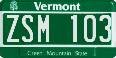 VT license plate ZSM103