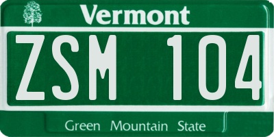 VT license plate ZSM104