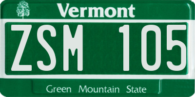 VT license plate ZSM105