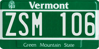 VT license plate ZSM106