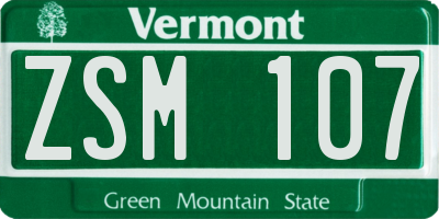 VT license plate ZSM107