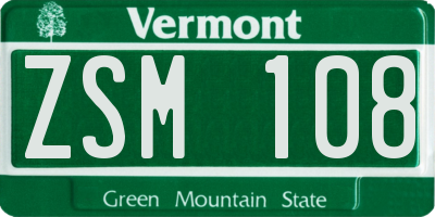 VT license plate ZSM108