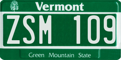 VT license plate ZSM109