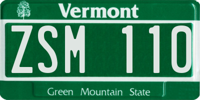 VT license plate ZSM110