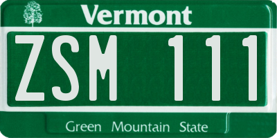 VT license plate ZSM111