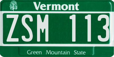 VT license plate ZSM113